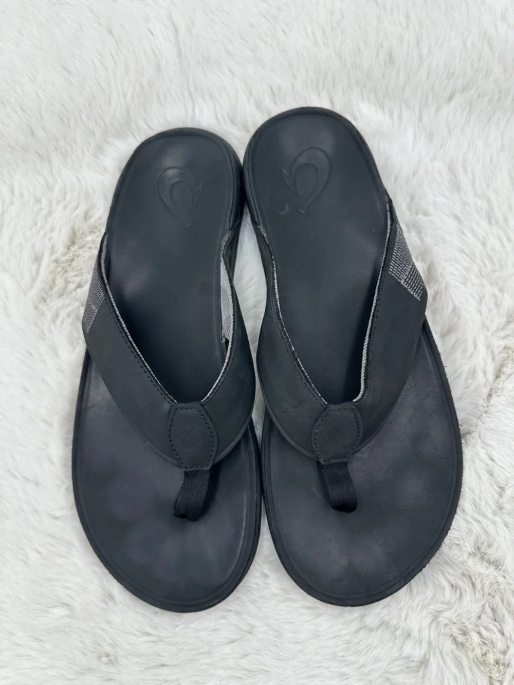 OluKai Tuahine Men’s Waterproof‎ Leather Sandals black men’s flip flops Size 13